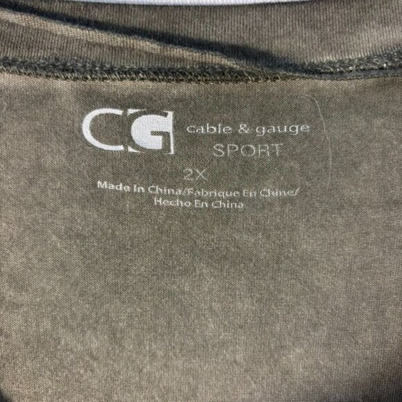 Cable & Gauge Sport Garment-Dyed V-Neck T-Shirt With Pocket 2X Jungle - Picture 2 of 10